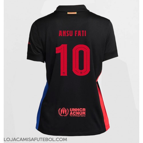 Camisa de Futebol Barcelona Ansu Fati #10 Equipamento Secundário Mulheres 2024-25 Manga Curta